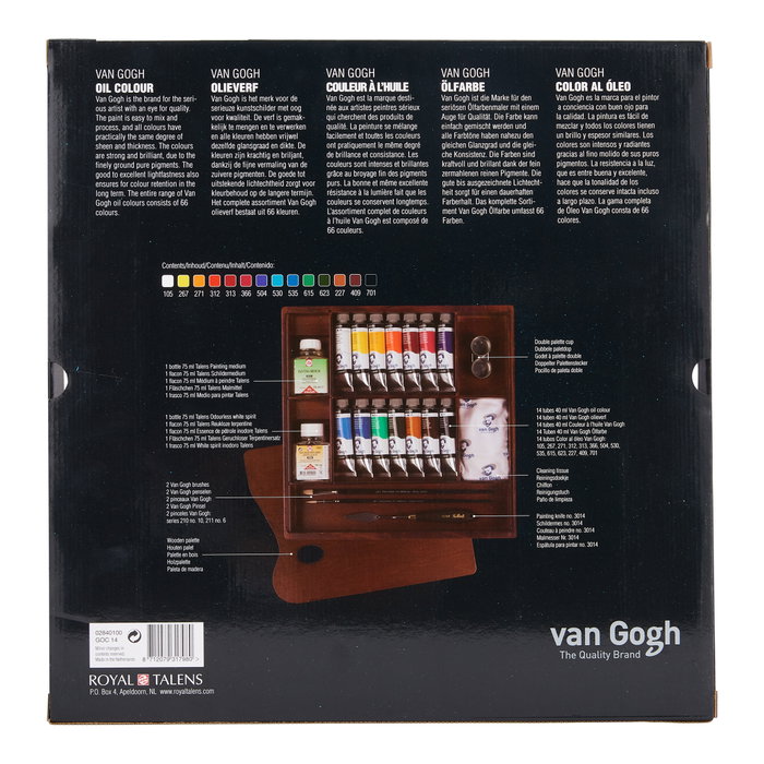 Van Gogh Set Inspiration de pinturas al óleo en caja de madera con 14 colores de 40 ml y accesorios Van Gogh Set Inspiration de pinturas al óleo en caja de madera con 14 colores de 40 ml y accesorios